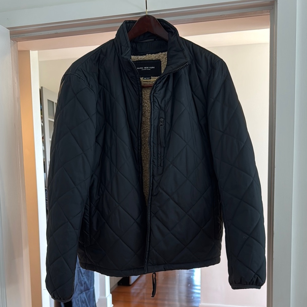 Marc New York Black Puffer Jacket with Quilted Design